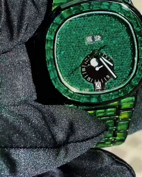 patek philippe nautilus diamond and emerald|Patek Philippe full diamond watch.